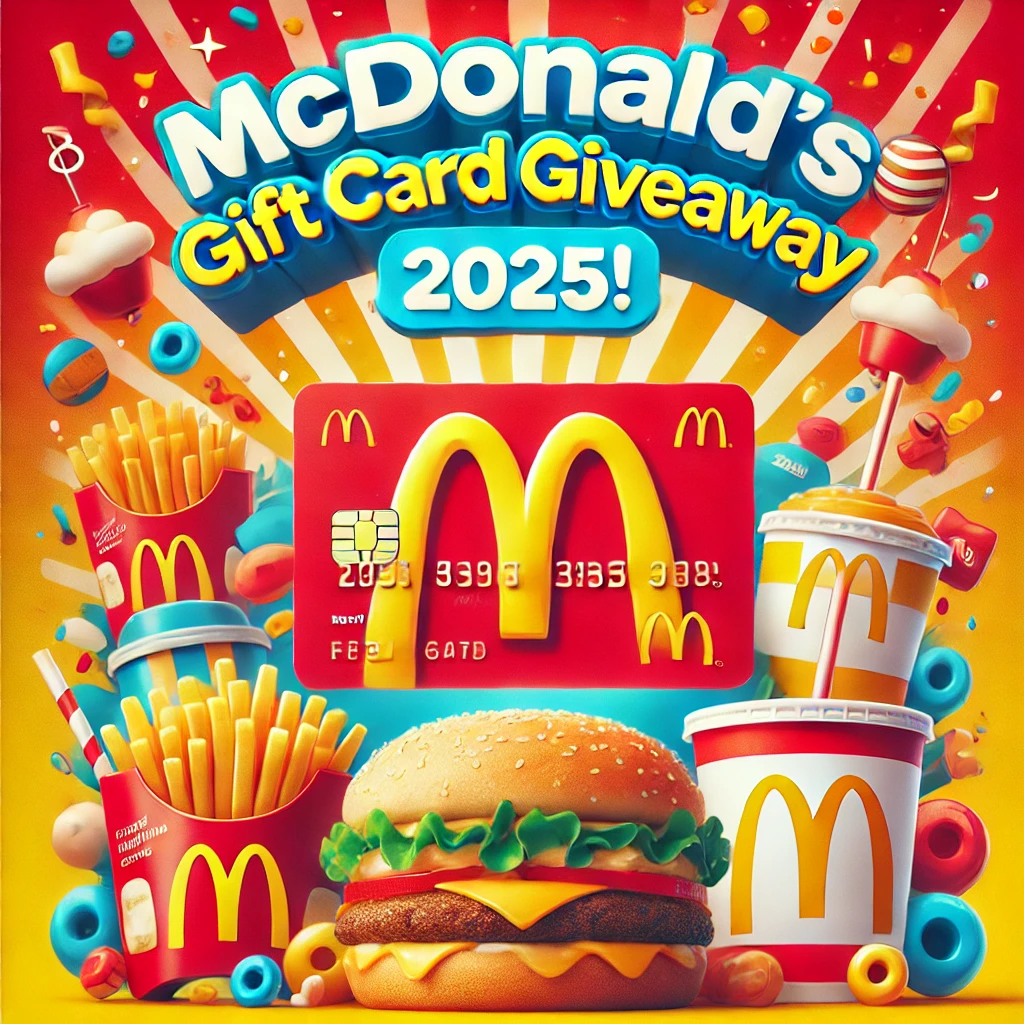 DALL·E 2025-01-24 19.54.34 - A promotional image for a McDonald's Gift Card giveaway. The design features a vibrant and cheerful theme with McDonald's signature red and yellow col