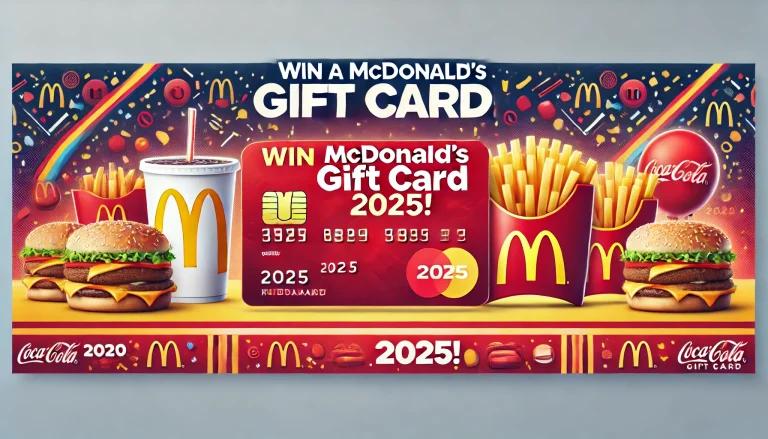 DALL·E 2025-01-24 19.56.47 - A horizontal banner for a McDonald's Gift Card giveaway, featuring McDonald's signature red and yellow colors. The banner includes a digital gift card