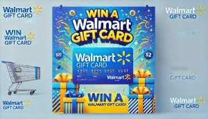 DALL·E 2025-01-25 21.38.36 - A professional and vibrant banner for a Walmart gift card giveaway. The banner features Walmart branding colors (blue and yellow) with a cheerful and